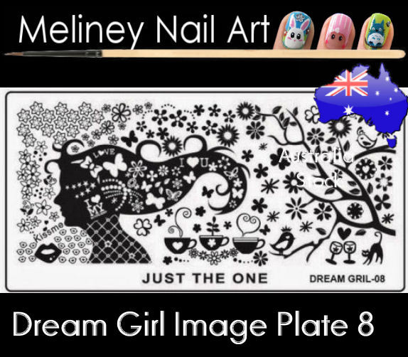 Dream Girl 8 Stamping Nail Art Image Plate Design Rectangle XL Stencil metal