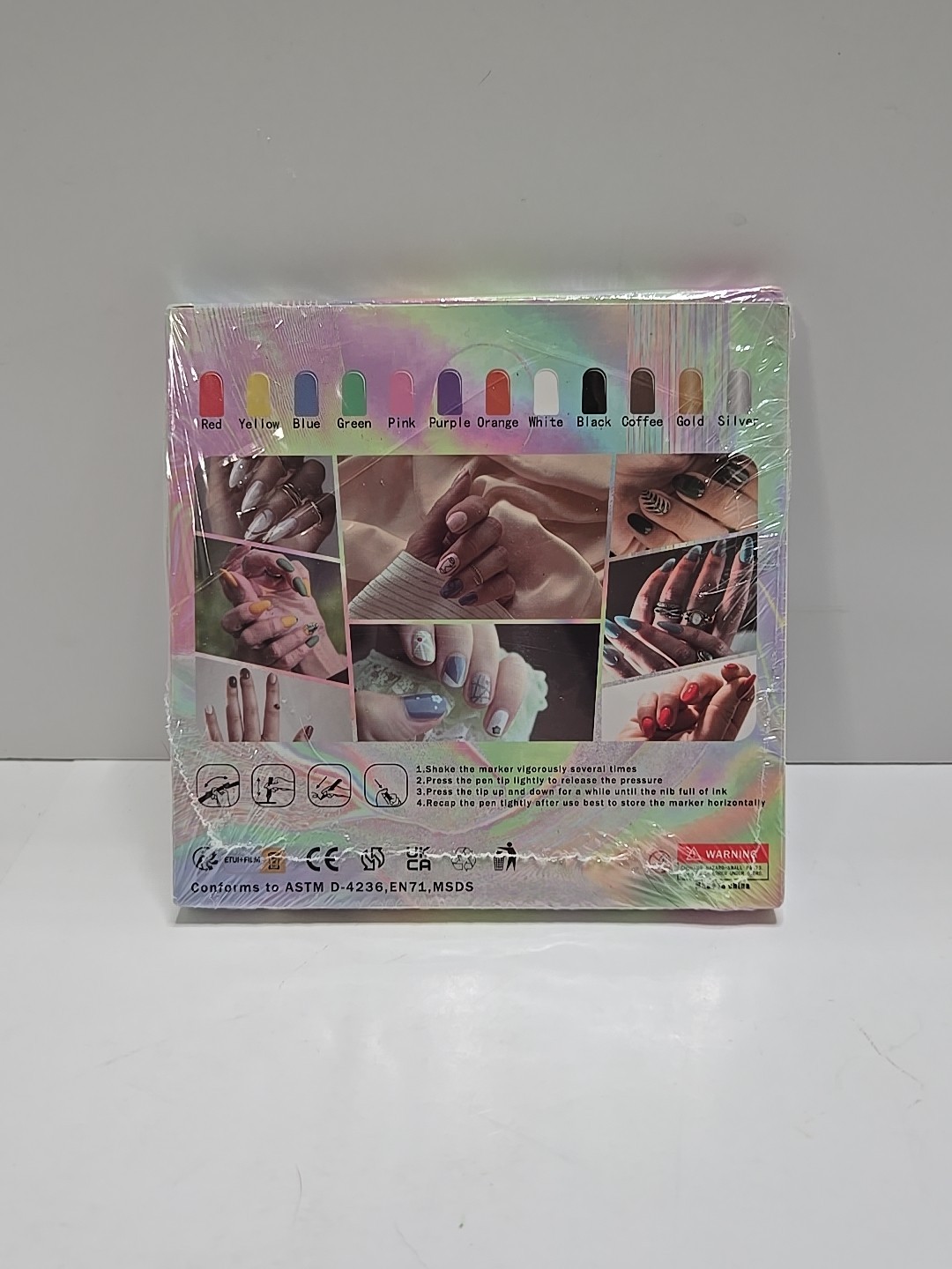 Sealed Nail Art Markers. 12 Colors 0.5 mm, Quick Dry Water Based NEW