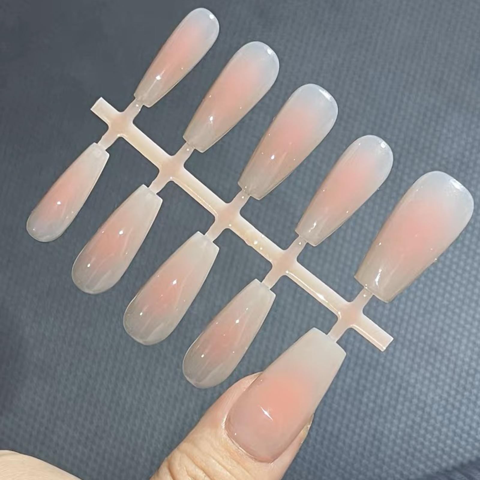 Glossy fake nails – 30 Piece XS S M Sprayed Gel Press on Nails feminine Blush…