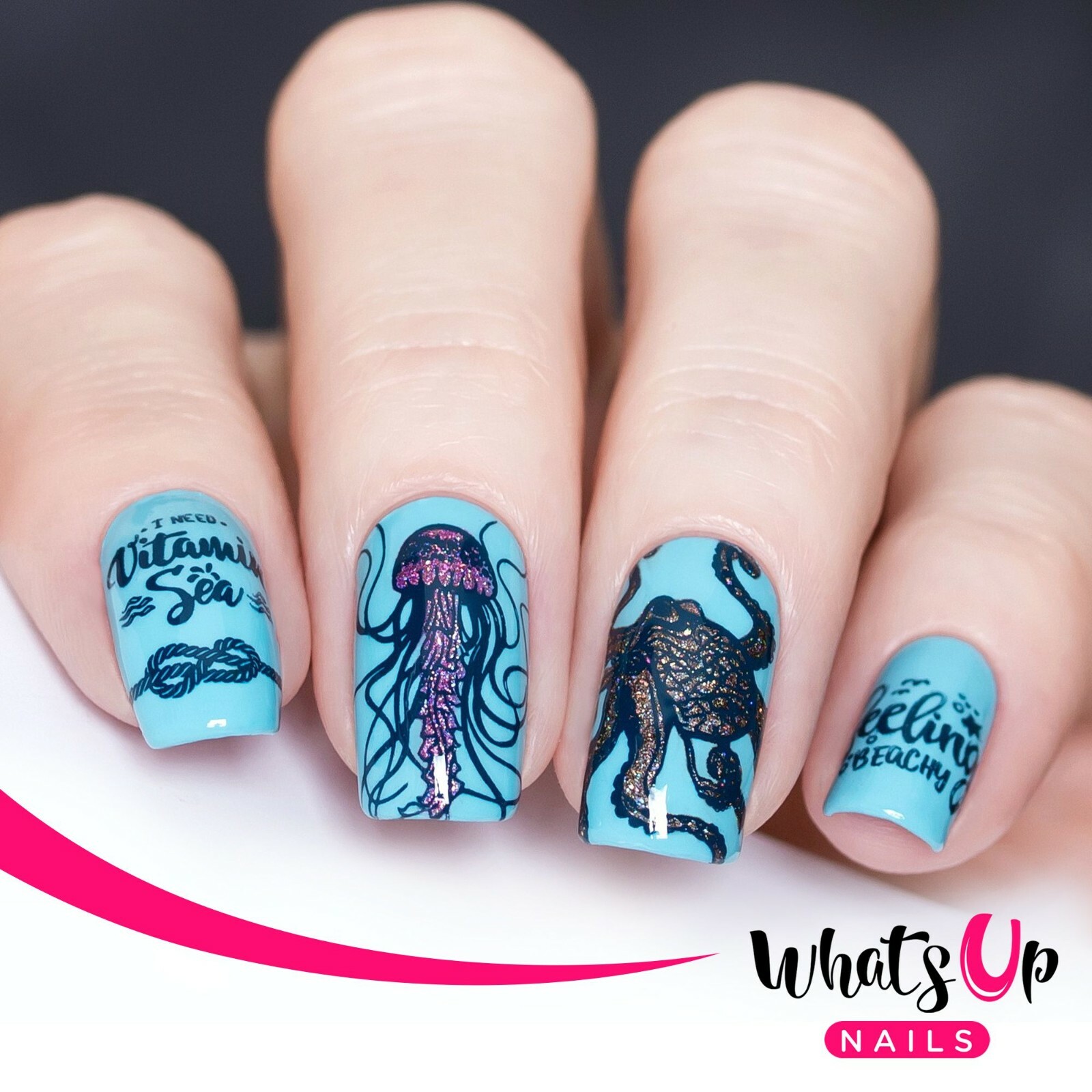 B056 Coasting to the Sea Stamping Plate For Stamped Nail Art Design