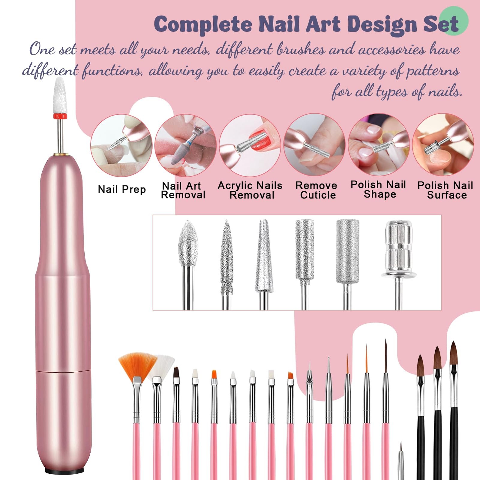 Acrylic Nail Kit,Professional Multicolor Acrylic Nails Powder Nail Starter Ki…