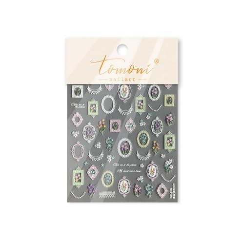 Vintage Flower Frame Nail Stickers 5D Embossed Floral Nail Designs 3D Style31