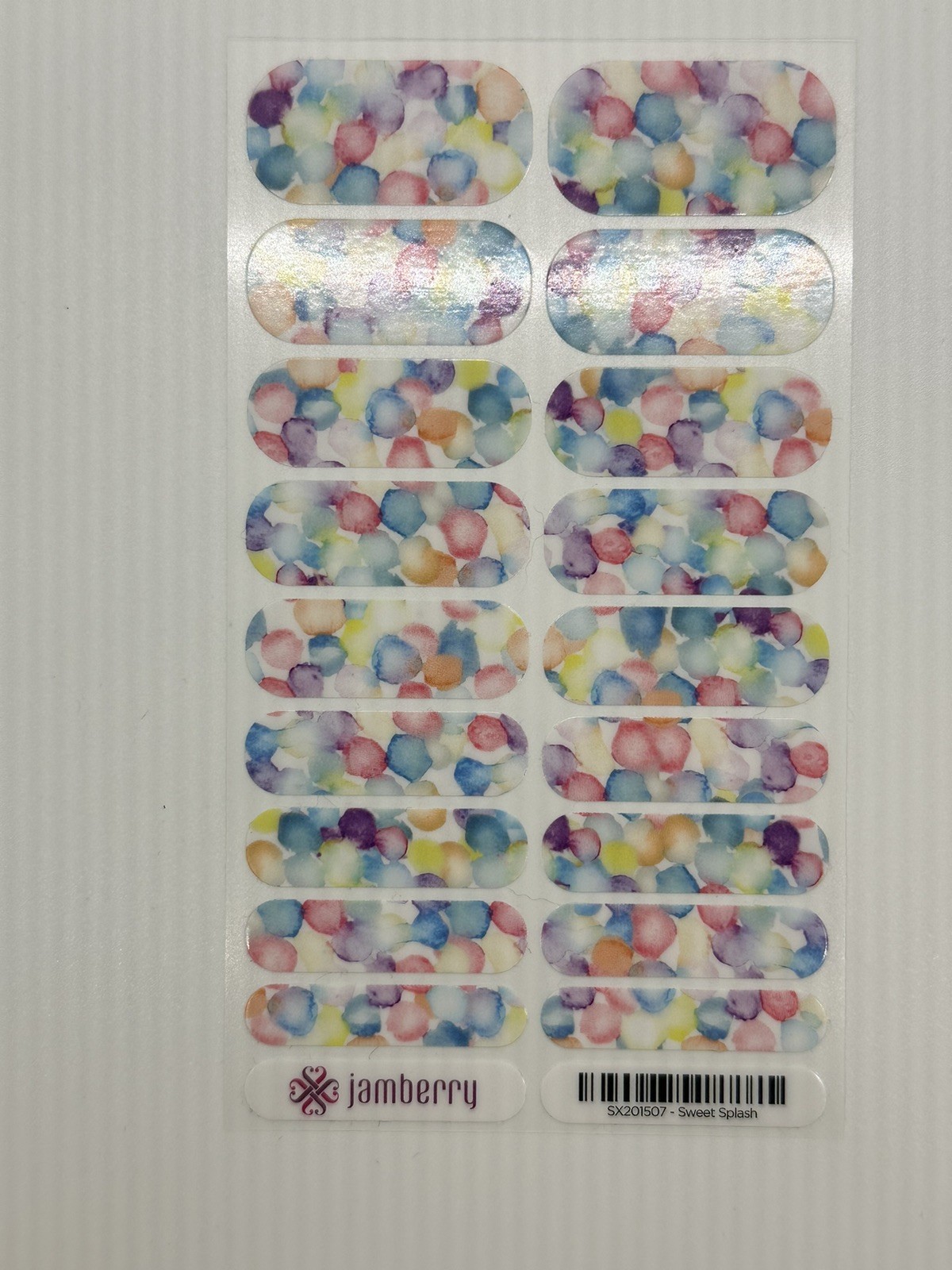 Jamberry Nail Wraps – Full Sheet – Sweet Splash – Pink Blue Purple Yellow