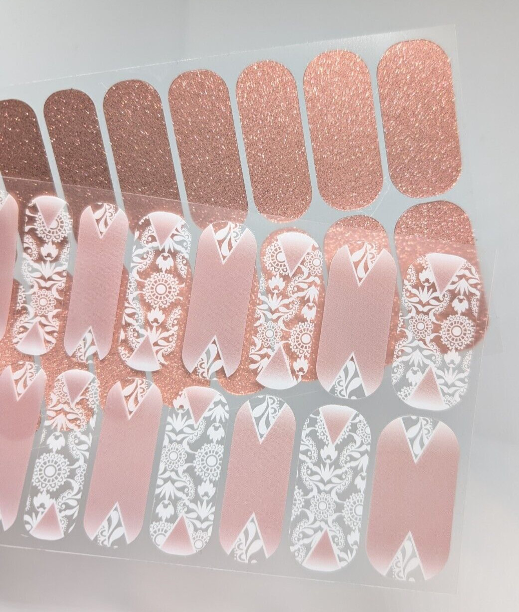 Jamberry Nail Wraps Full Sheets – Green Pink Beige Blush Design Lot of 5