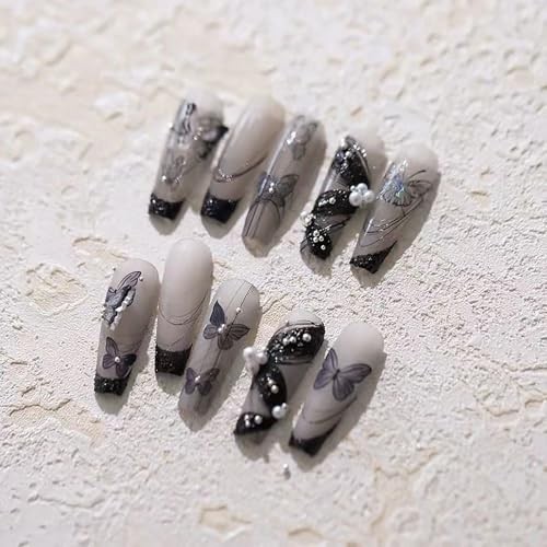 2 Sheets Butterfly Nail Stickers, 5d Embossed Nail Art Stickers, C-black Aurora