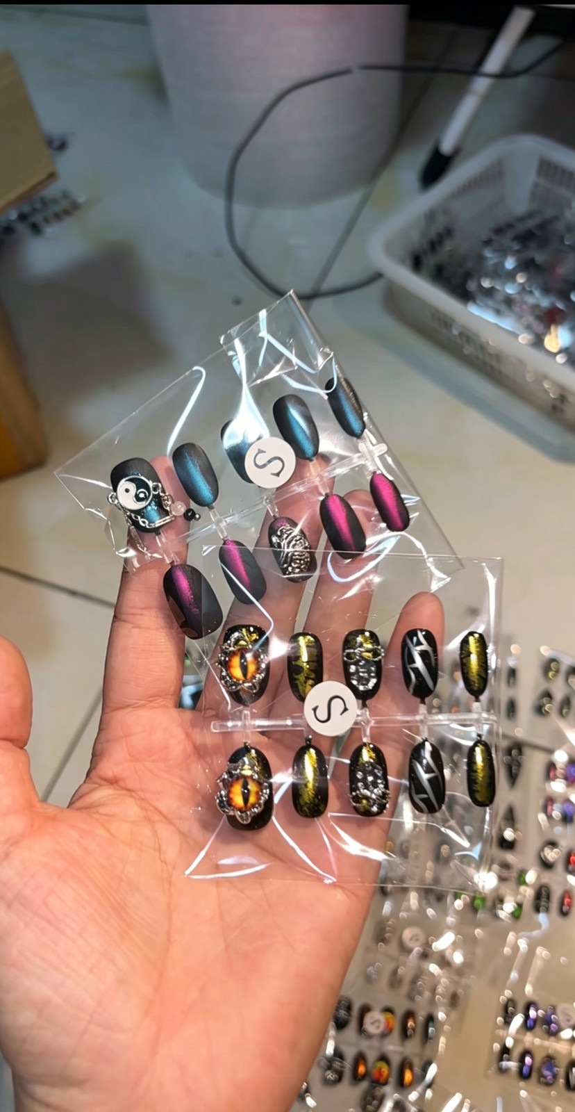 Handmade Custom Press On Nails, Gothic Punk Dark Style Internet Celebrity Same S