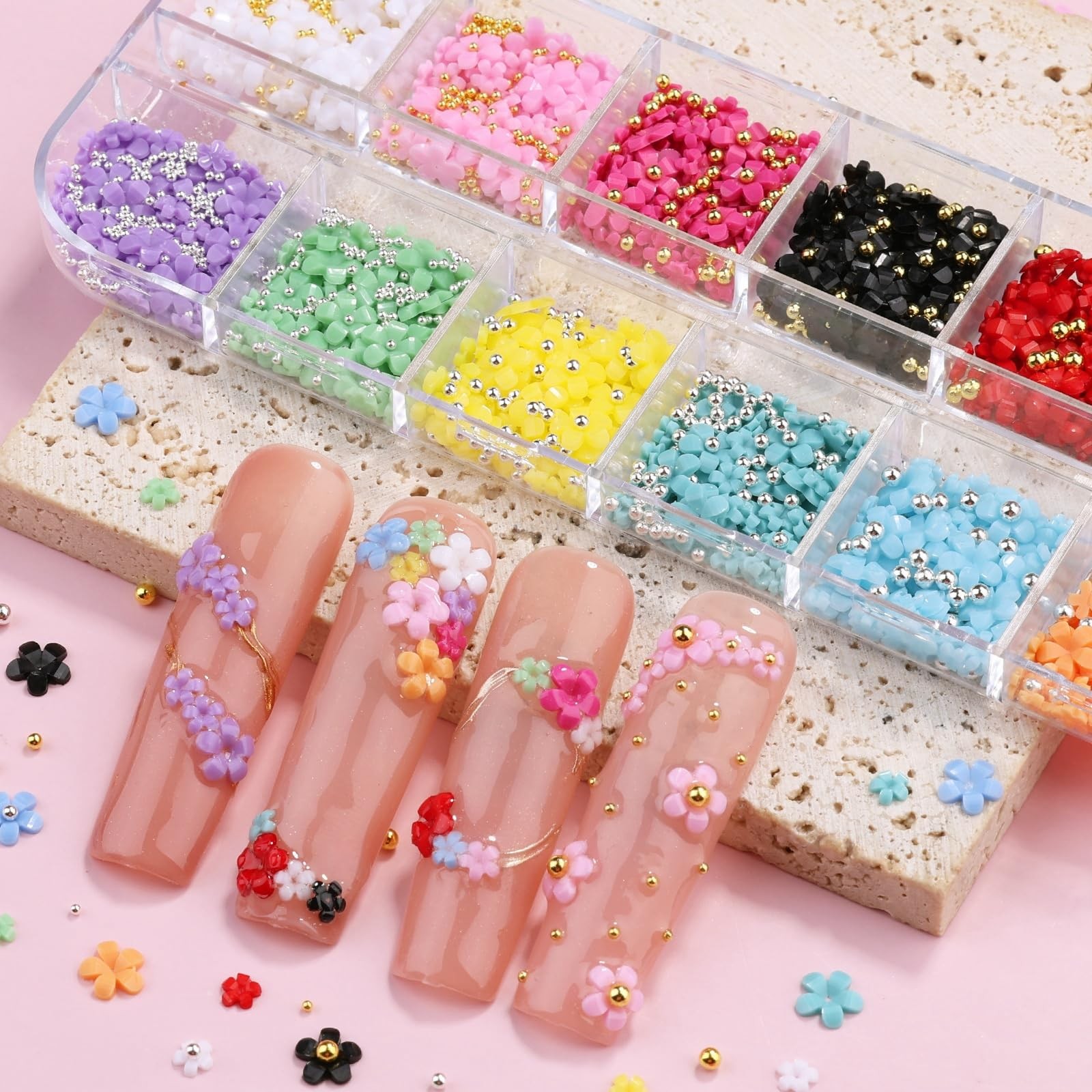 Flower Nail Charms for Acrylic Nails Manicure DIY Nail Decor Women Girls Crafts