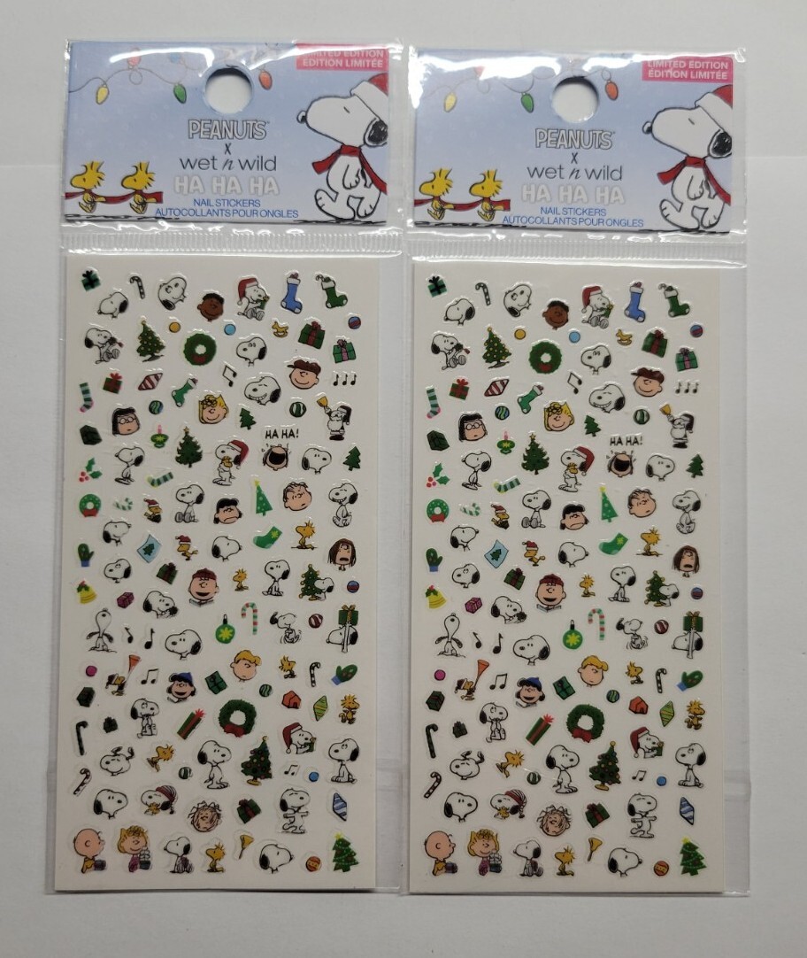 Set of 2 Peanuts X Wet n Wild Ha Ha Ha Ho Ho Ho Christmas Nail Stickers Sheets