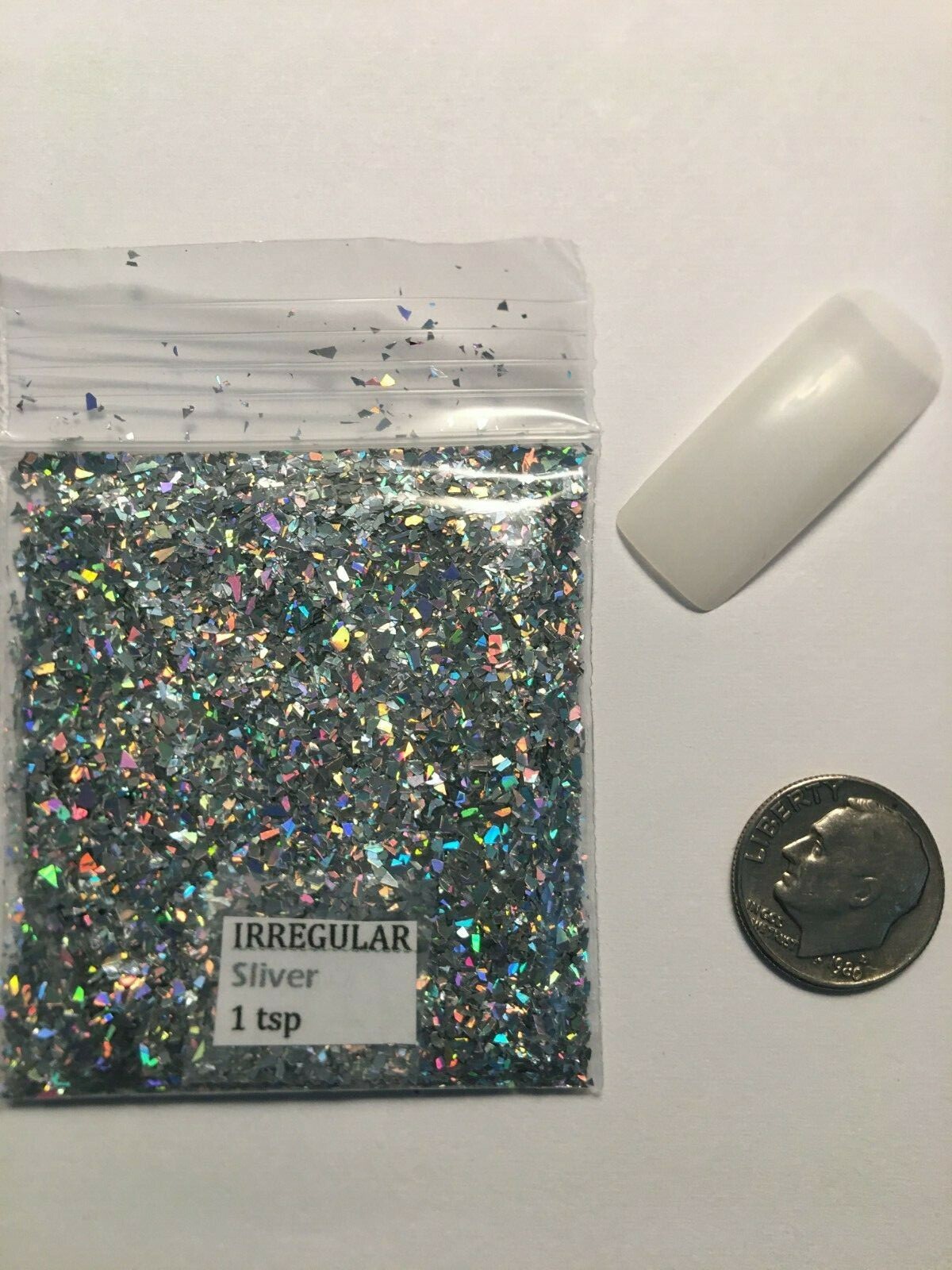 Solvent Resistant IRREGULAR shape Glitter (Silver) Nail Art Face Crafts-1tsp-US