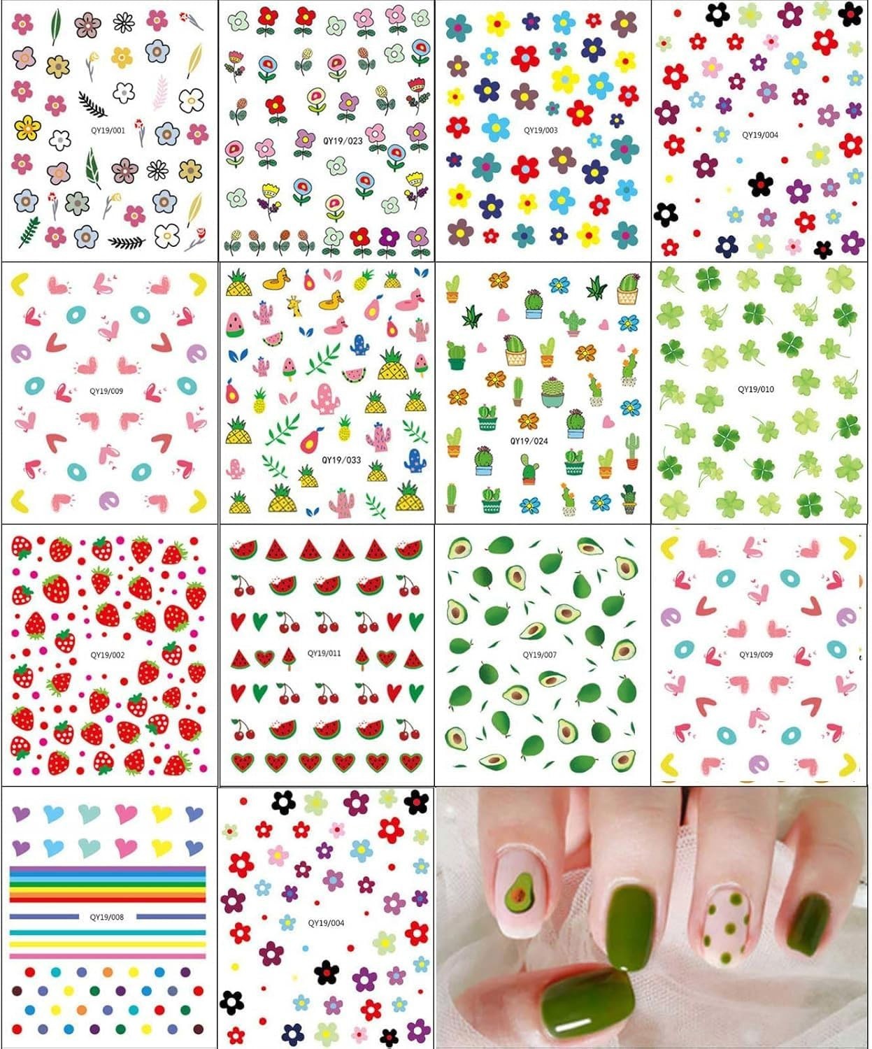 14 Sheets Cute Nail Stickers for Kids Nail Art Stickers Decals Self-Adhesive …