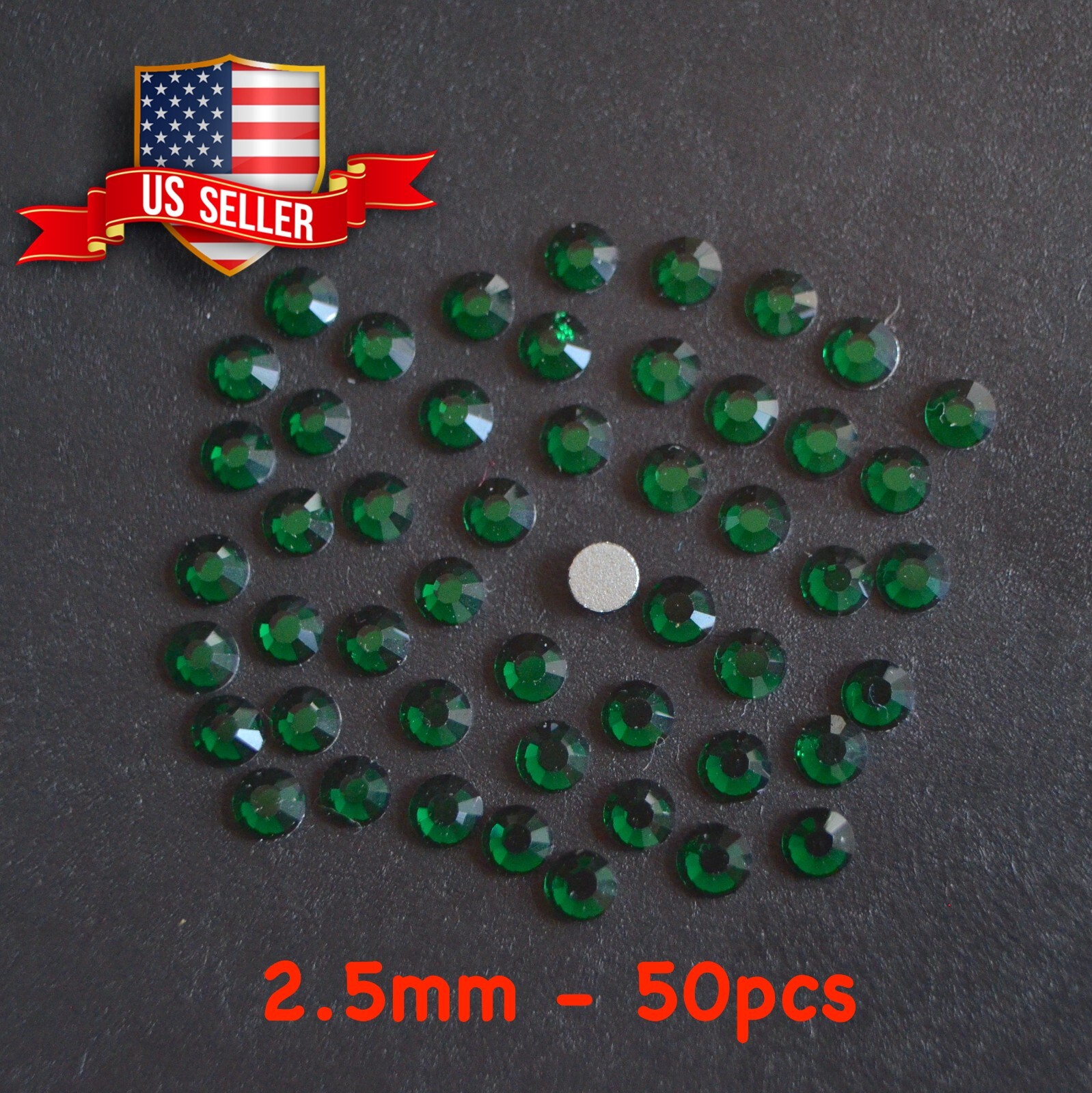 50pcs 2.5mm SS8 Dark Green Round Crystal Flatback Rhinestone Nail Art Phone Deco
