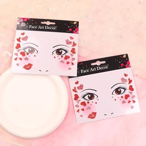 Valentine’s Day Face Gems Face Jewels Stickers Red Love Heart Lip Self style1