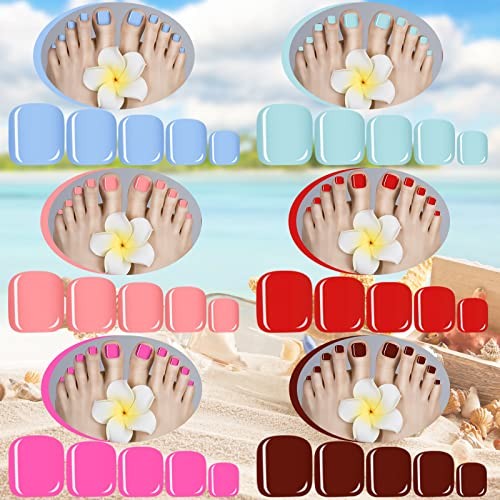 Maitys 720 Pieces Fake Toenails Short False Toe Nails Press On Square Solid