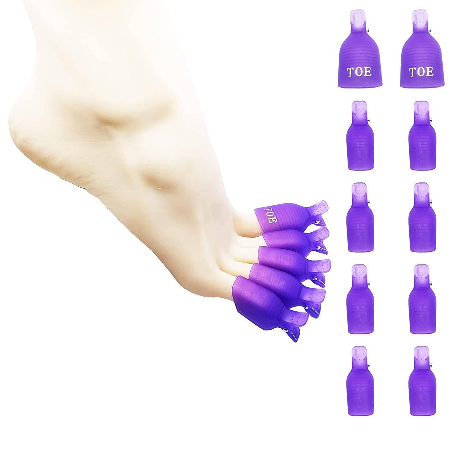 10Pcs Purple Useful Toenail Clips Nail Art Caps Soak Off UV Gel Clamp