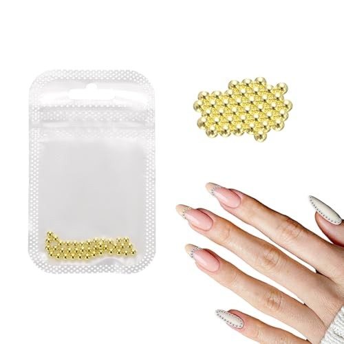 Nail Art Beads 0.12″ (3.0mm) Mini Metal 3D Caviar Nails Beads 3mm Gold Tone