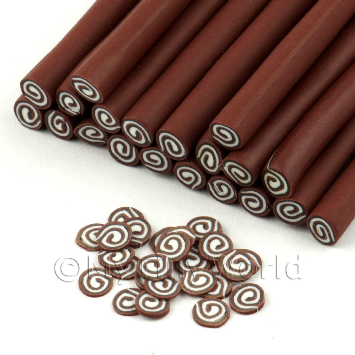 2 x Handmade Triple Chocolate Swirl Nail Art Cane
