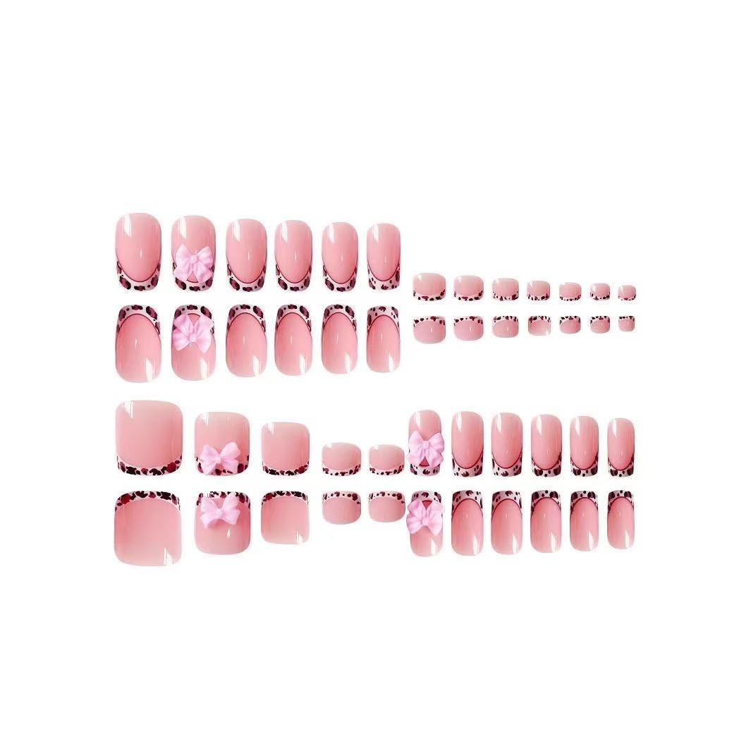 48 Pcs Square Press on Nails and Press on Toenails Set, French Tip False Toe …
