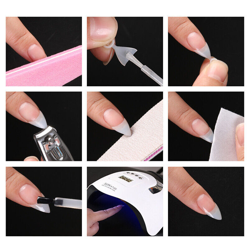 100PCS Box Nail Tip French Fake Art Nails Half Cover Artificial Acrylic Short