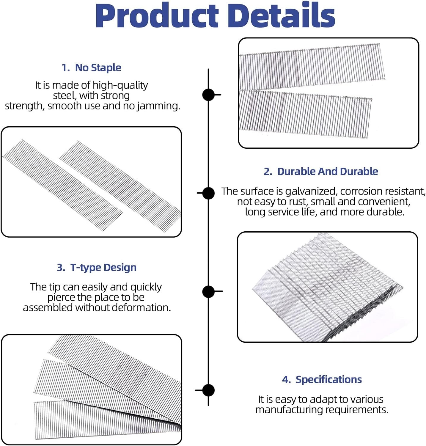 4800Pcs Galvanized Brad Nails – 18 Gauge Straight Finishing Nail Assortment Kit