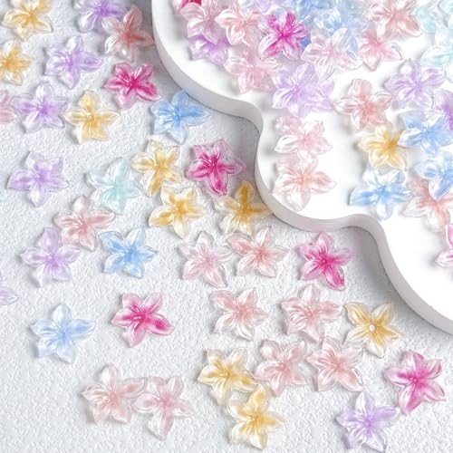 120Pcs Summer Flower Nail Art Charms 3D Colorful Hibiscus Flowers Nail style05