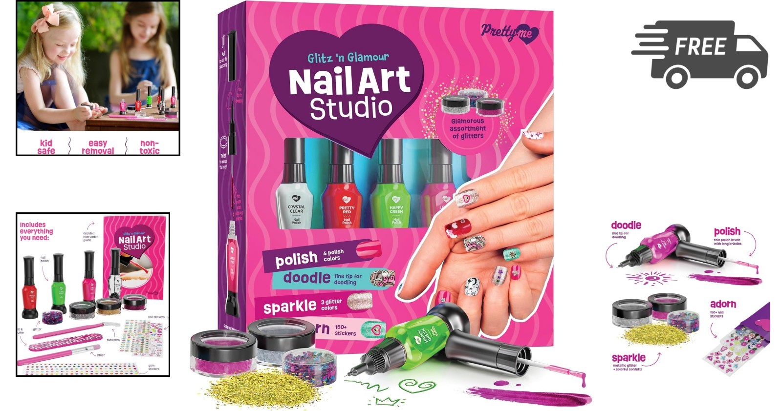 Nail Art Studio for Kids Girls Age 7 12 Kids Nail Polish Kit Glitter Stickers