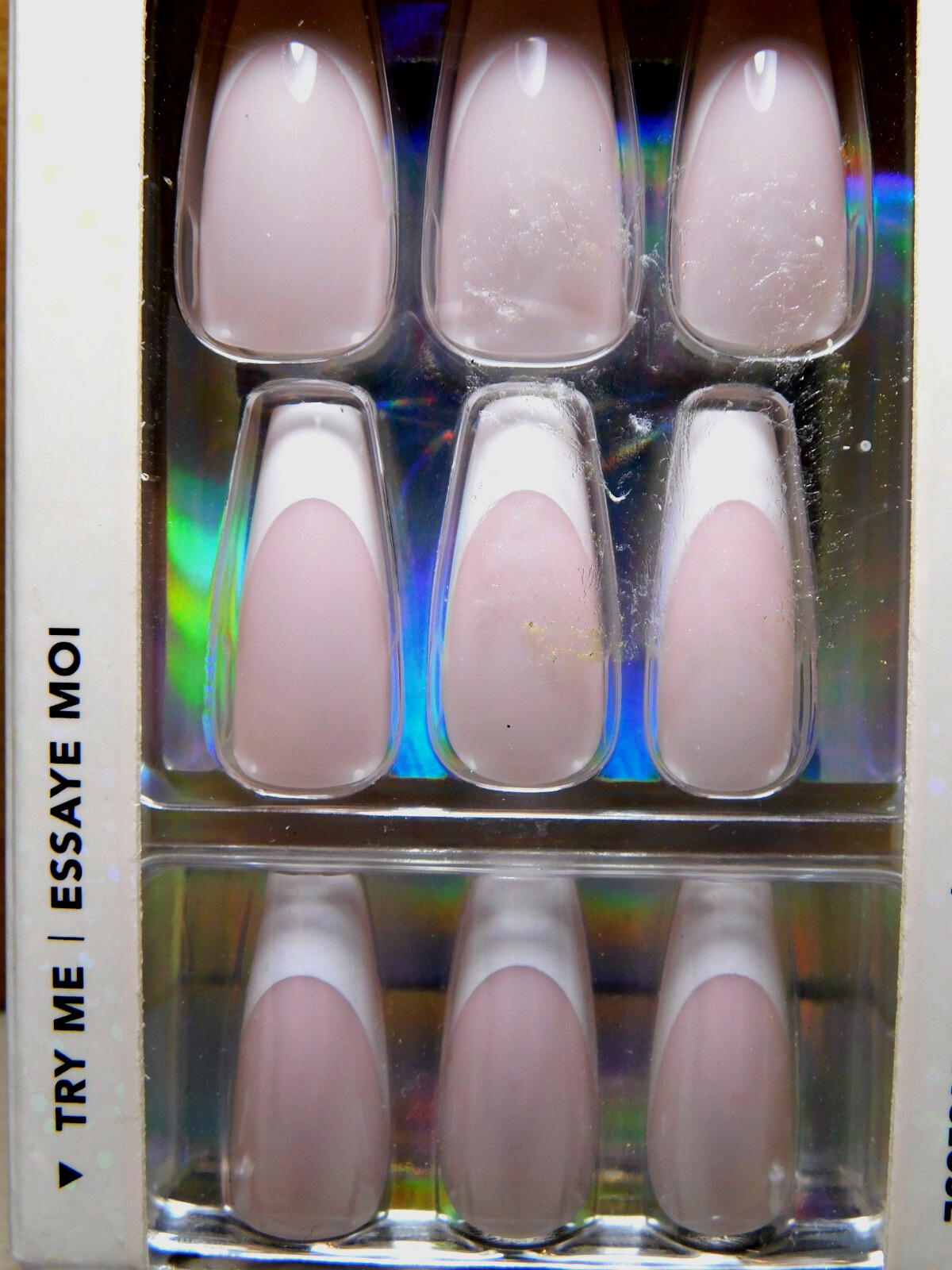 CBI Distributing Corp.~Icing 24 Faux Nails Vegan BH.AN Peachy Pink White Tips