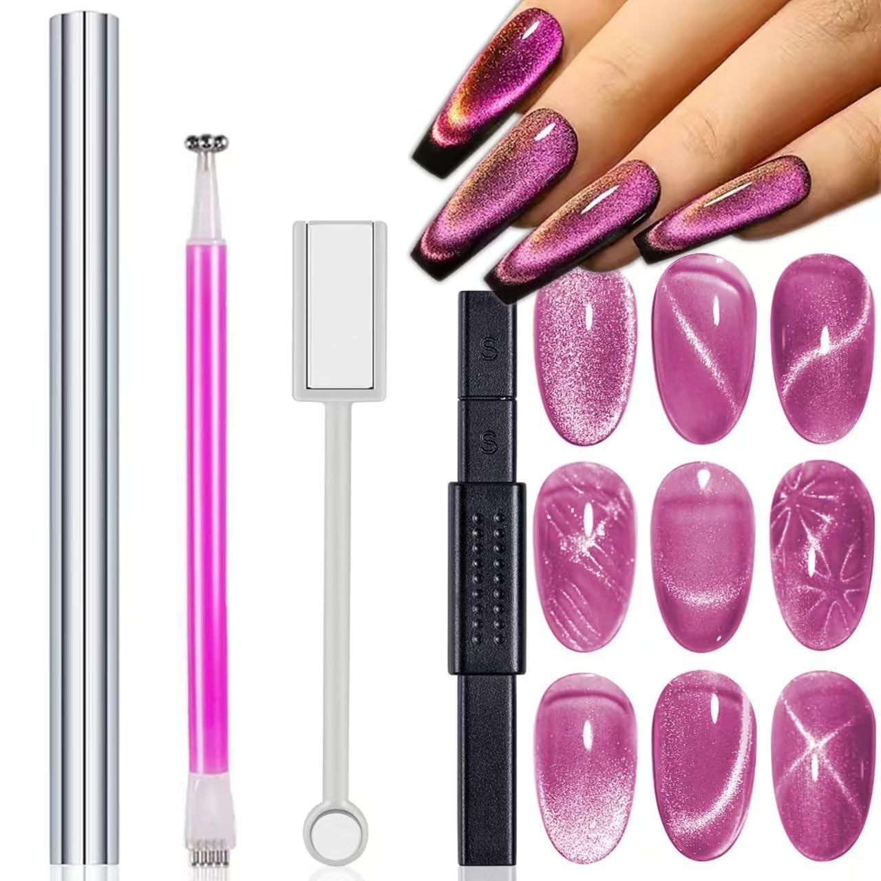 4-Piece Cat Eye Nail Magnet Set – Create Stunning Nail Art Designs Effortlessly