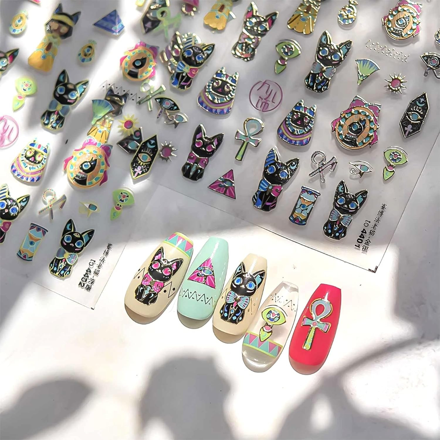 Cute Nail Stickers 5D Embossed Cartoon Bear Nail Stickers Kawaii Animal Self-Adh