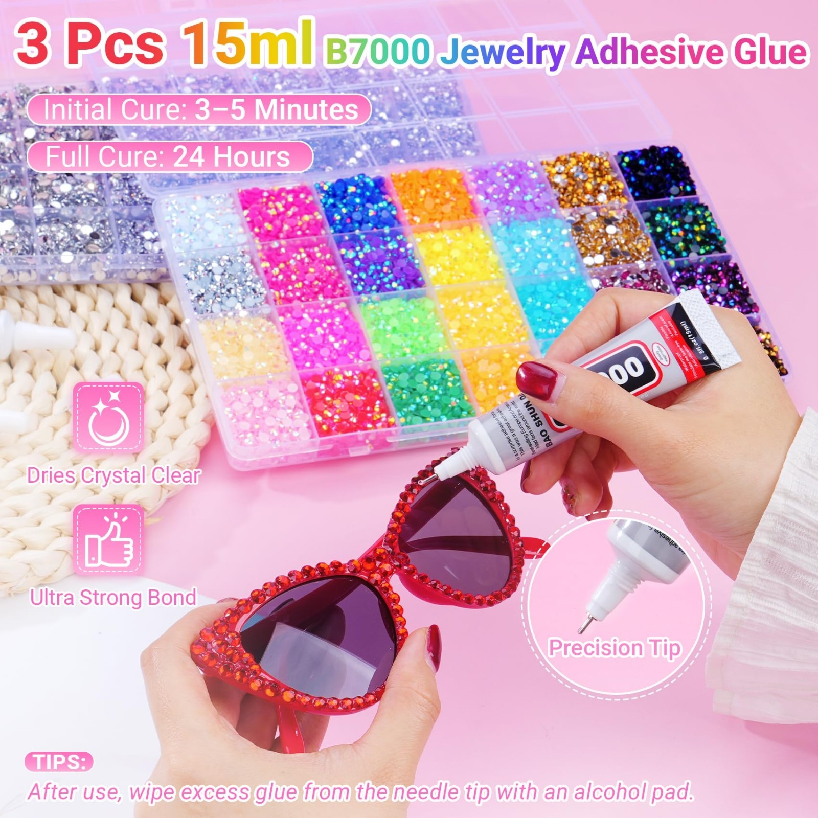 46000 Pcs Multicolor Jelly Rhinestones & Silver Flatback Gems for Crafting Kit,