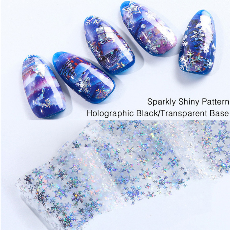 100x4cm Nail Sticker Snowflake Star Laser Glitter Christmas Transfer Foils NS28