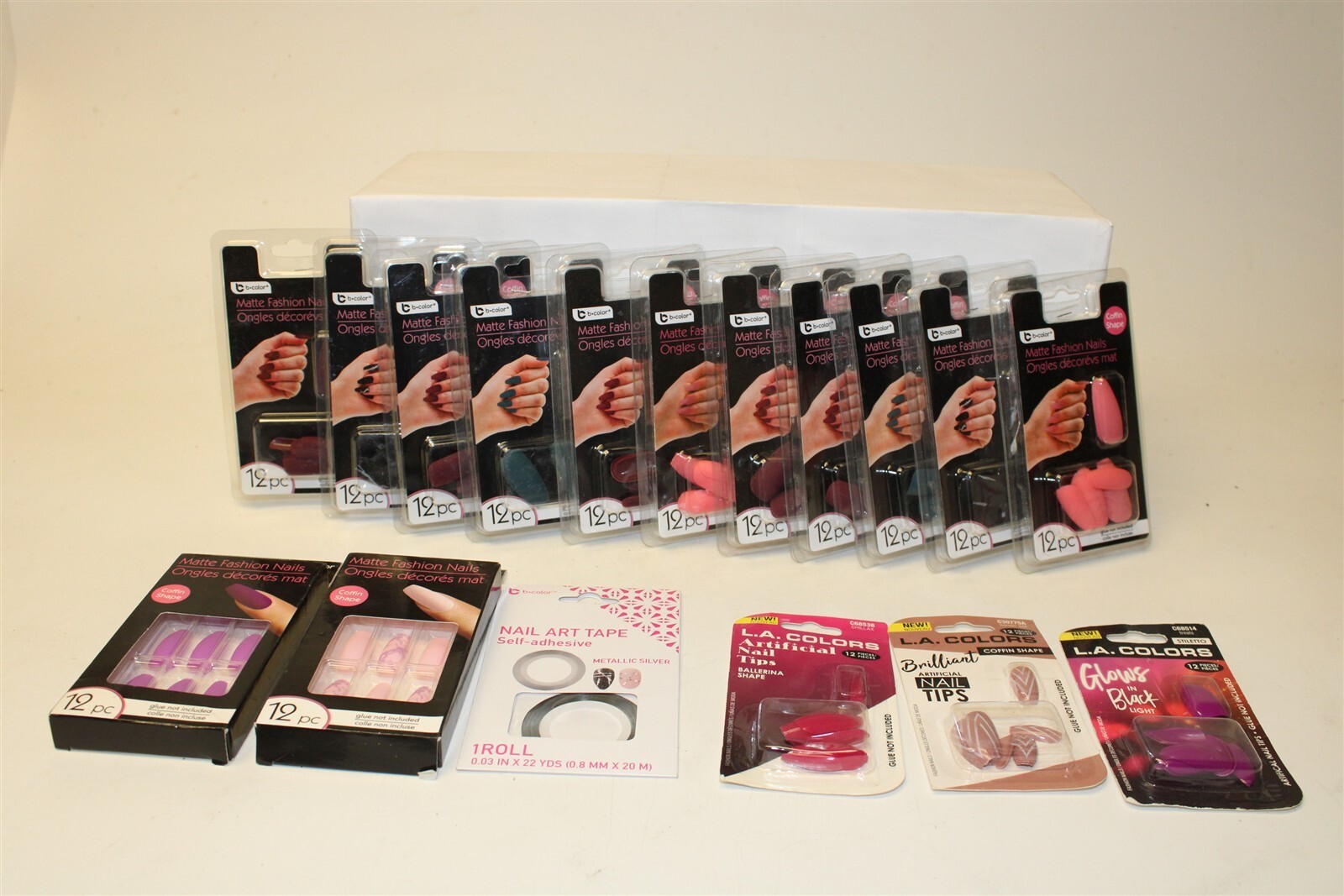 b-Color / L.A. Colors NEW Assorted Nail Tips LOT X 17 Metallic Silver Art Tape