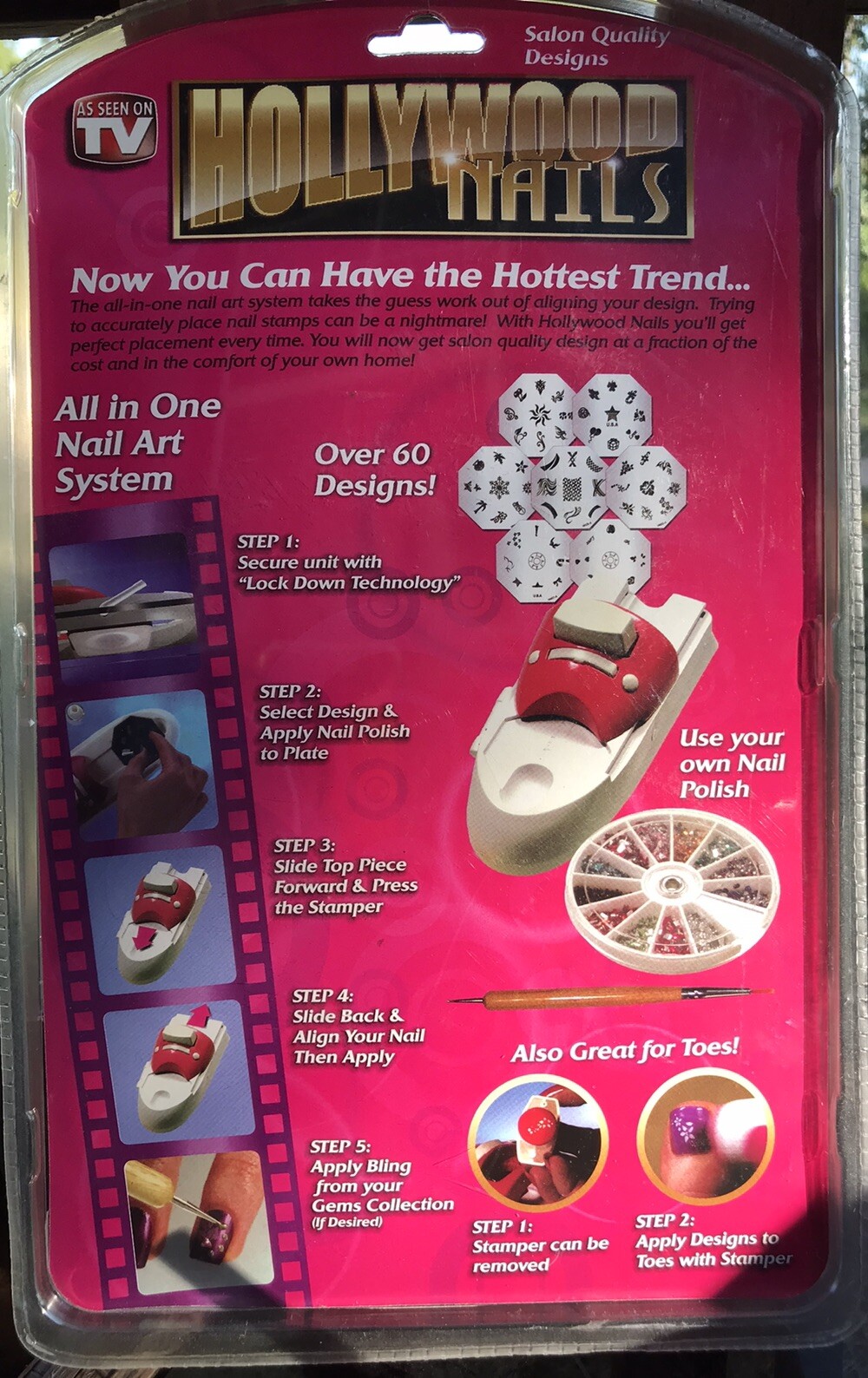 Hollywood Nails-All In One-Nail Art System Kit-Salon QualitY-Sealed-Seen On TV-