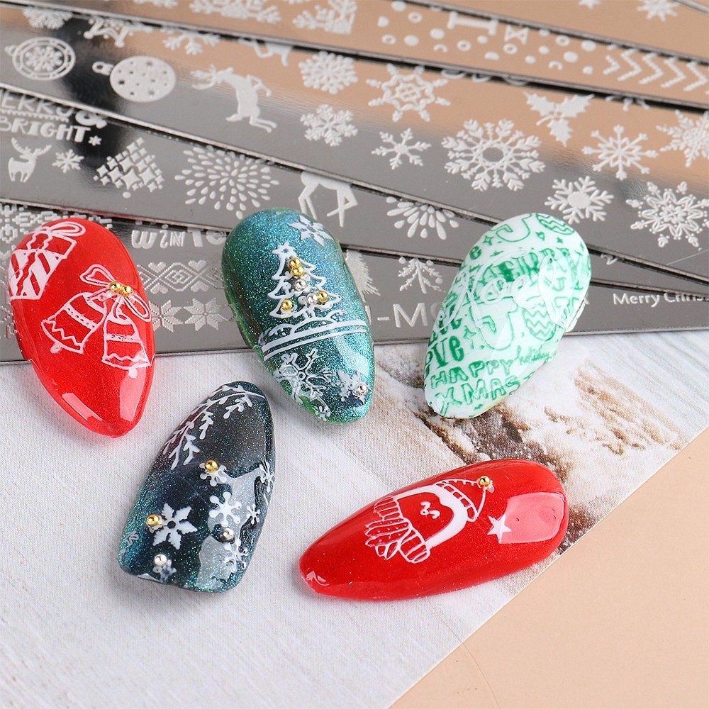 Snow Christmas Reindeer Holly Tree Rudolph Wreath Nail Metal Stamping Plate