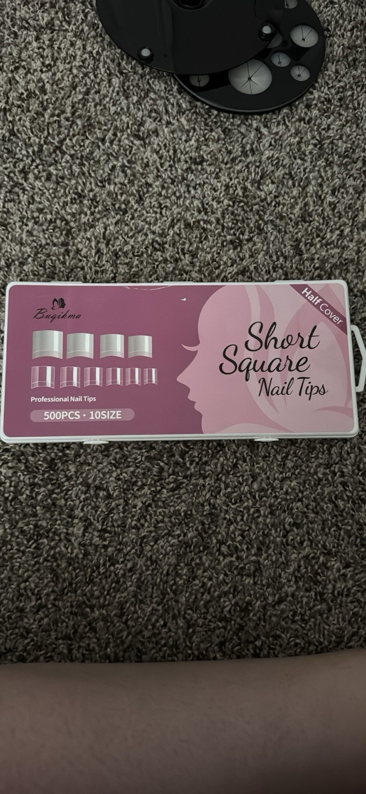 Bugizma Short Square Clear Half Cover Plastic Nail Tips 500pcs 10 Sizes