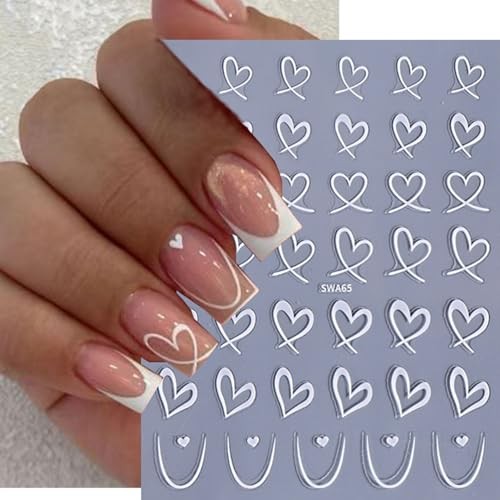 8 Sheets Valentines Nail Art Stickers Heart Nail Decals for Nail Heart Style-1