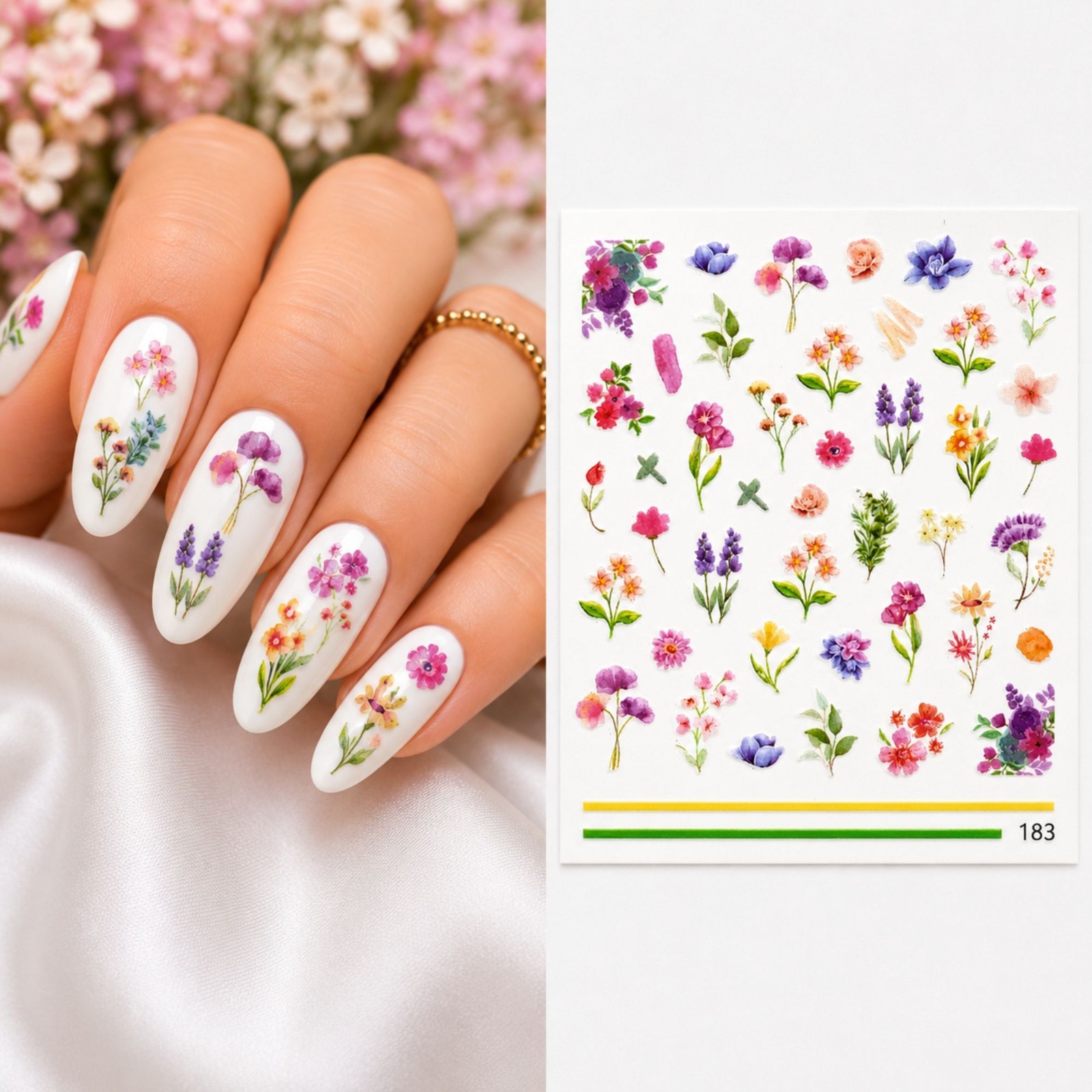 Wild Flower Water Transfer Nail Stickers Spring Nail Art Decal DIY Manicure Gift