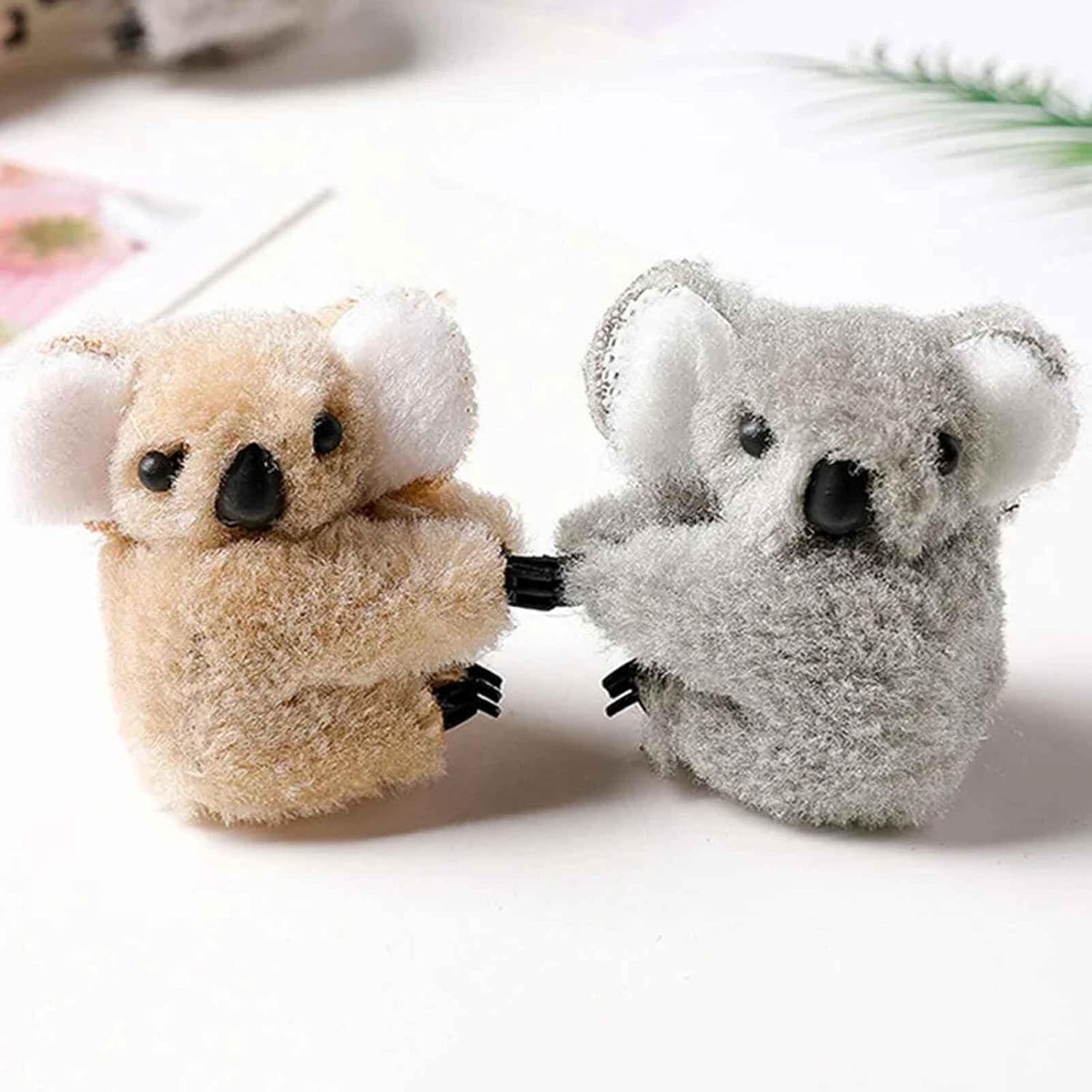 3 Pcs Plush Gray and Khaki Koala Hair Claw 1 Count (Pack of 3), White