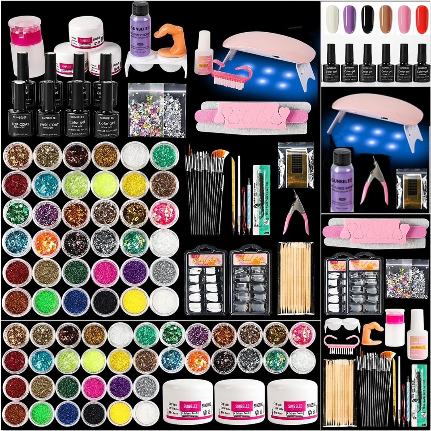 All-Inclusive Acrylic Nail Kit for Beginners: 3 Colors Powder & DIY Accessories