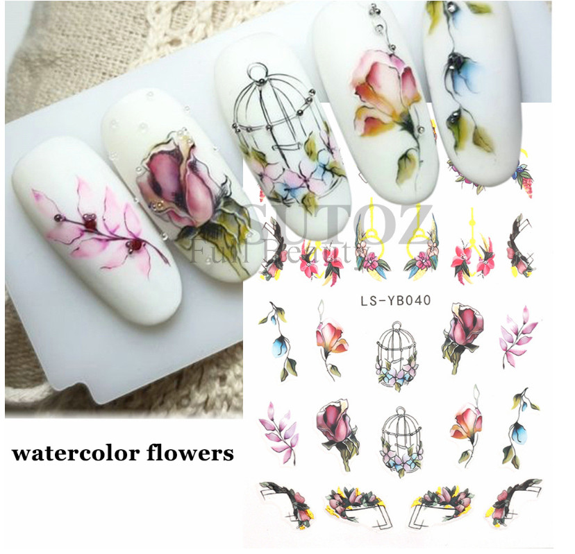 3D Self Adhesive Nail Art Golden French Line Spring Flower Butterfly Design NS48