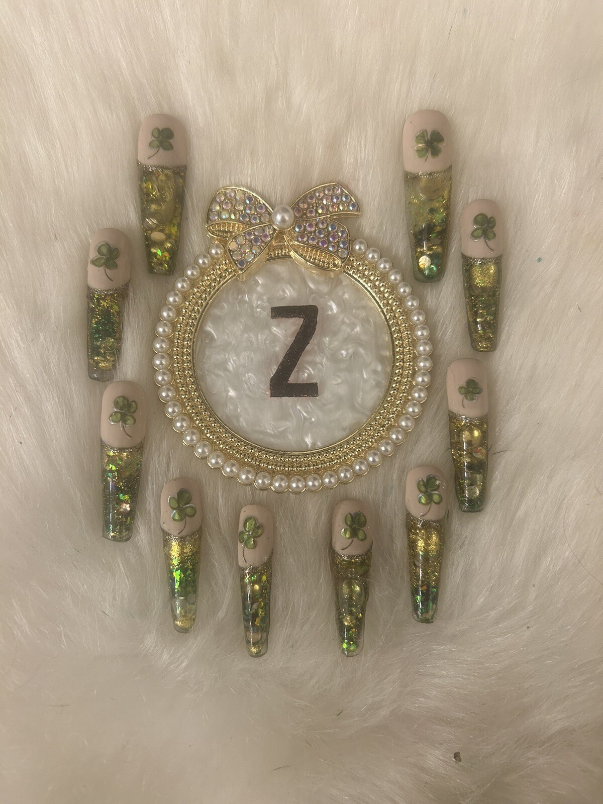 Z NAILZ! Artisan Gold/Green St. Patrick’s Day Aquarium Press On Nails
