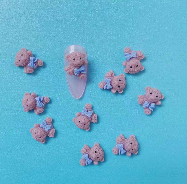 Resin Dog Puppy Bow 10x12mm Flatback Nail Art 2Pcs Manicure Nail Decors DIY NS31