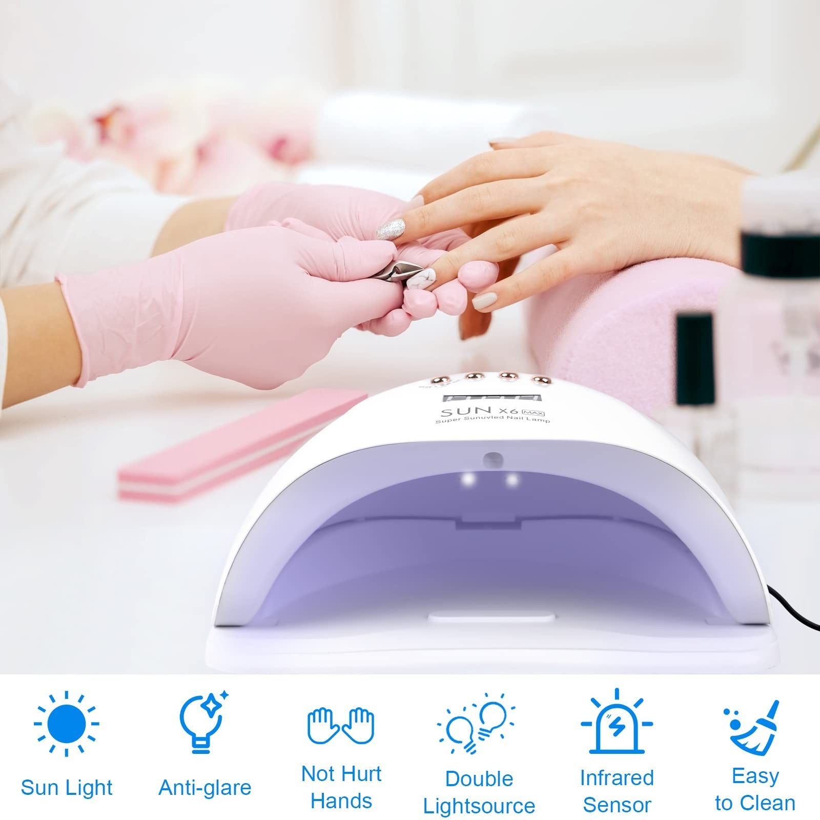 UV LED [Nail] [Lamp], 220W UV [Nail] Polish Light with Phone Holder Professio…