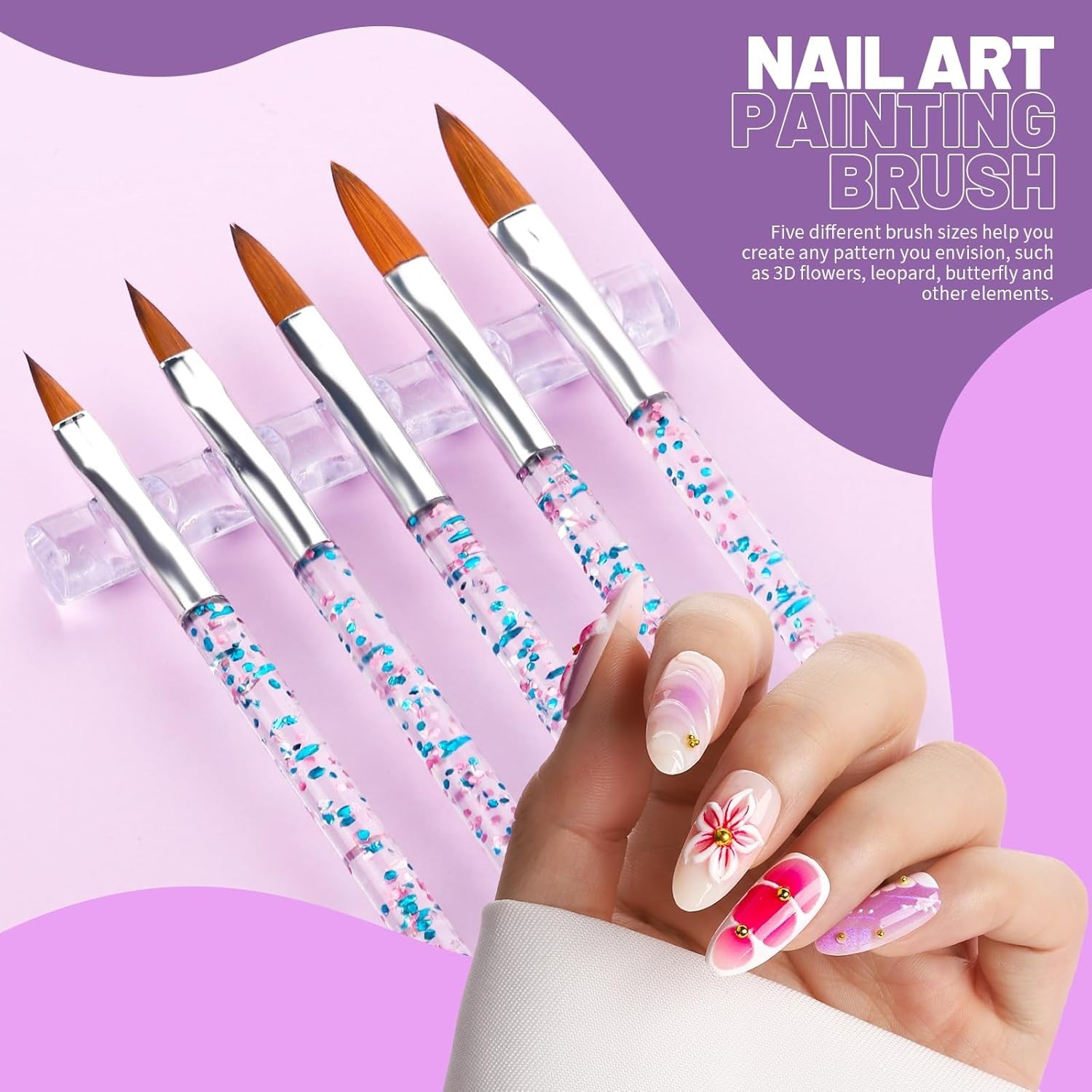 Nail Art Tools Set, 23 Pcs Nail Art Brushes, 5 Pcs Nail Dotting Tool, 2 Set o…