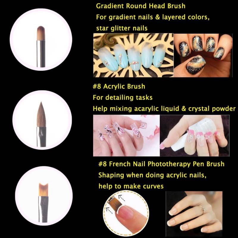 20pcs Pro Nail Art Brush Set Detail Liner Dotting & Silicone Tools w/ Case