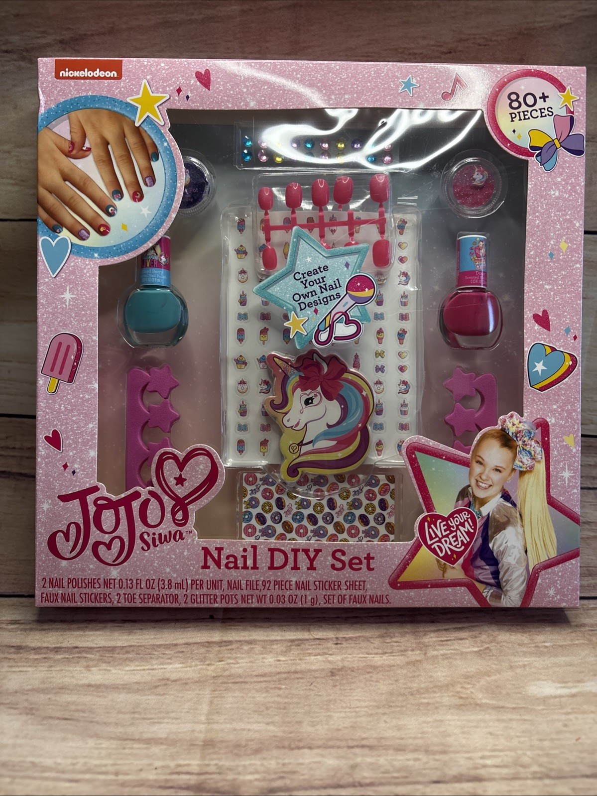 JoJo Siwa 80+ pcs Nail Kit DIY Polish Glitter Stickers Gems and More NEW