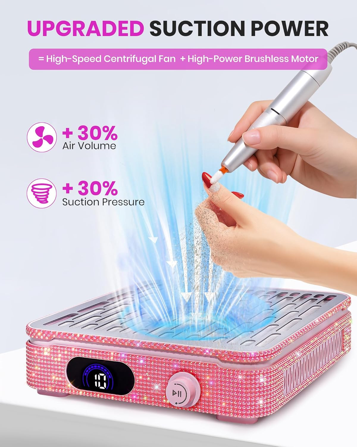 Nail Dust Collector, Corded Powerful Suction Dust Collector for Nail Tech with 1