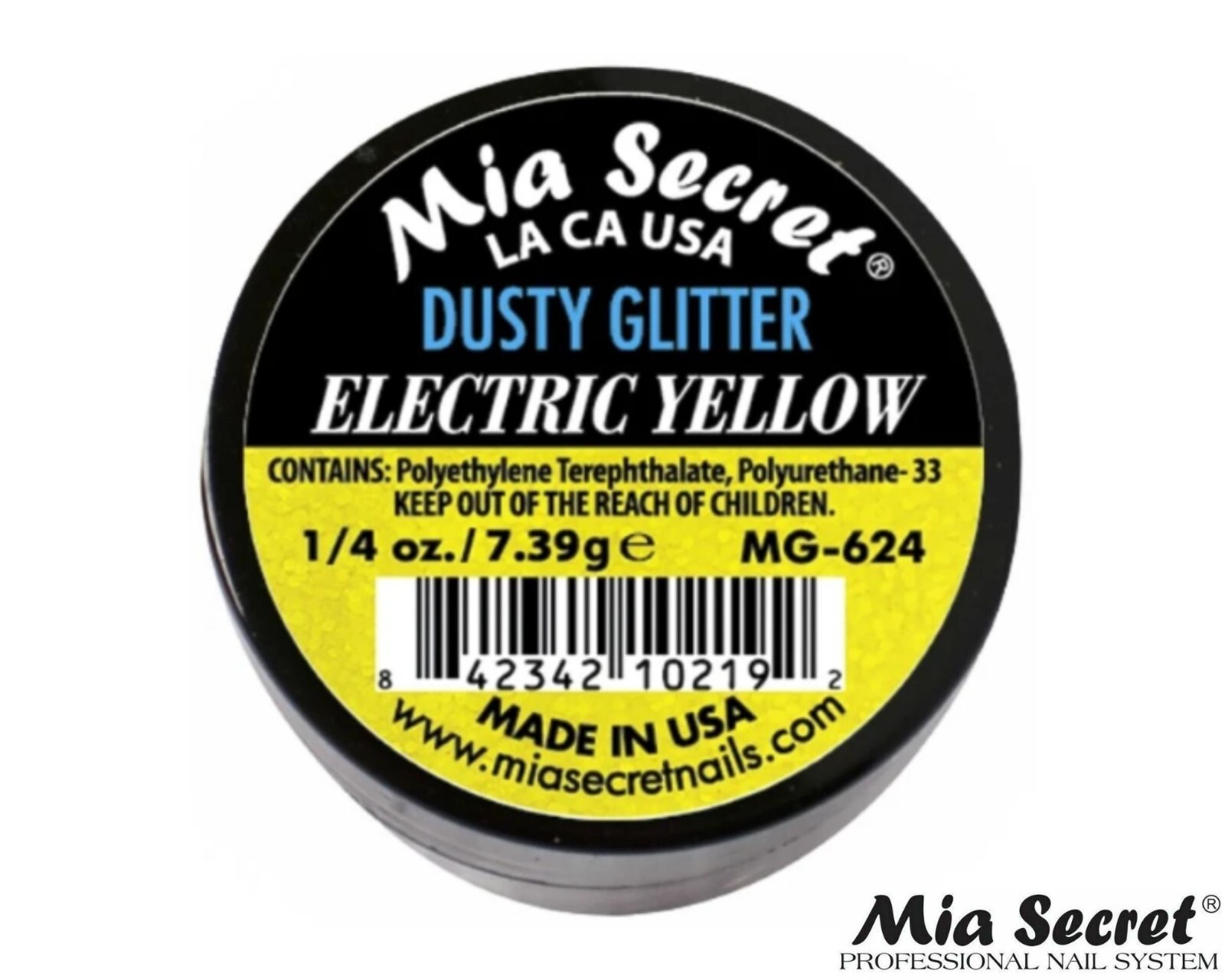 MIA SECRET Nail Art Powder 1/4oz- Electric Yellow (DUSTY GLITTER)