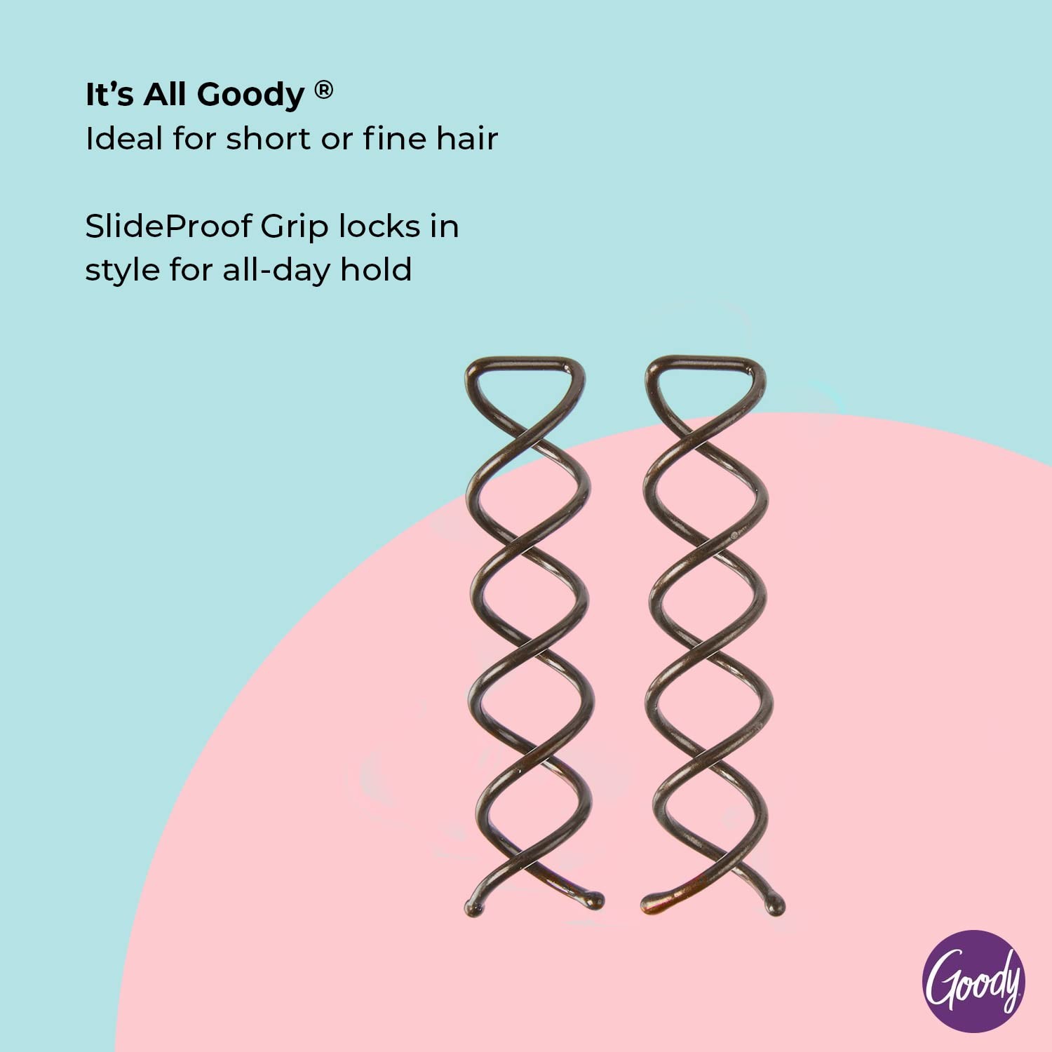 Goody Mini Spin Pins, 2 Ct, Spiral Clips for 2 Count (Pack of 1), 2