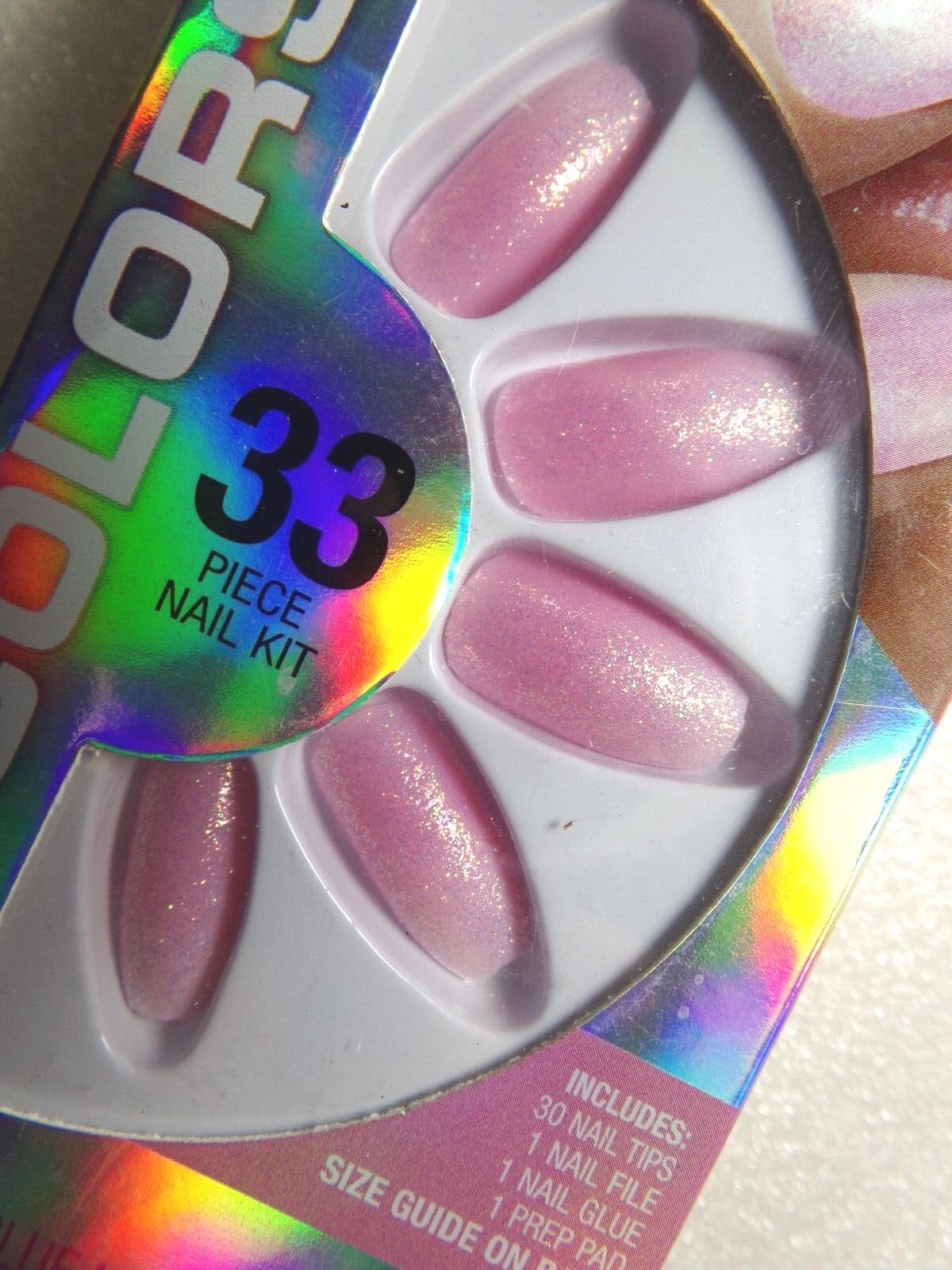 LA Colors Nail Frill Nails Glittery Delicate Pink Ombre GLUE-On Medium Length
