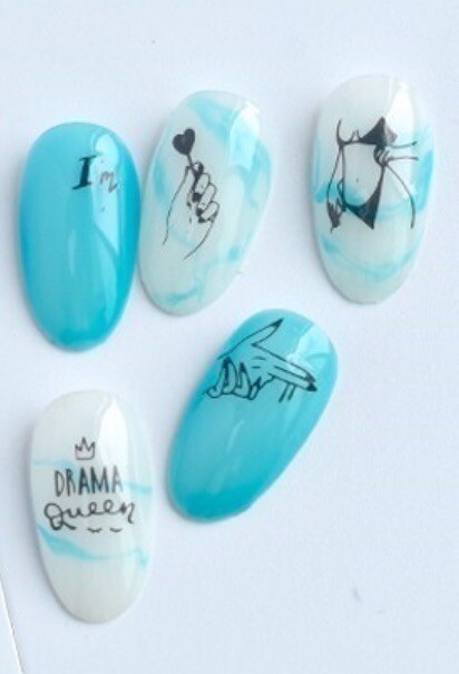 Nail Stickers Art Decal DIY Design 3D Waterproof Drama Queen Body Hands 1064